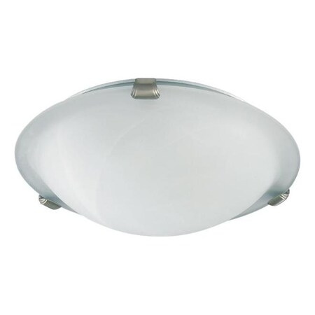 Quorum Two Light Satin Nickel White Glass Bowl Flush Mount 3000-12-65